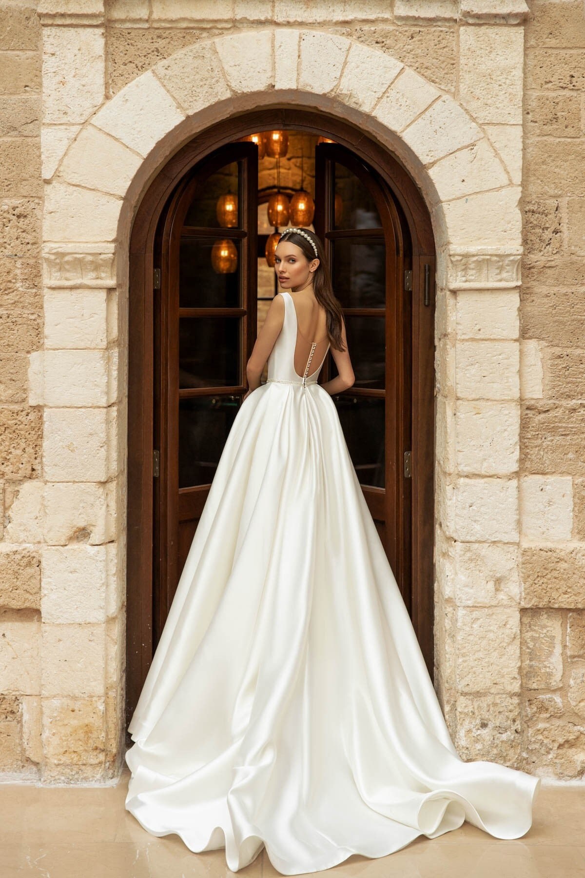 Mikado high low clearance gown