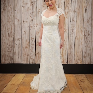 Empire Waist Regency Style Short Sleeve Wedding Dress Bridal Gown All ...