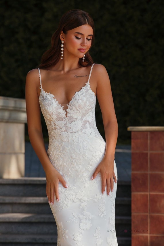 spaghetti strap wedding dress