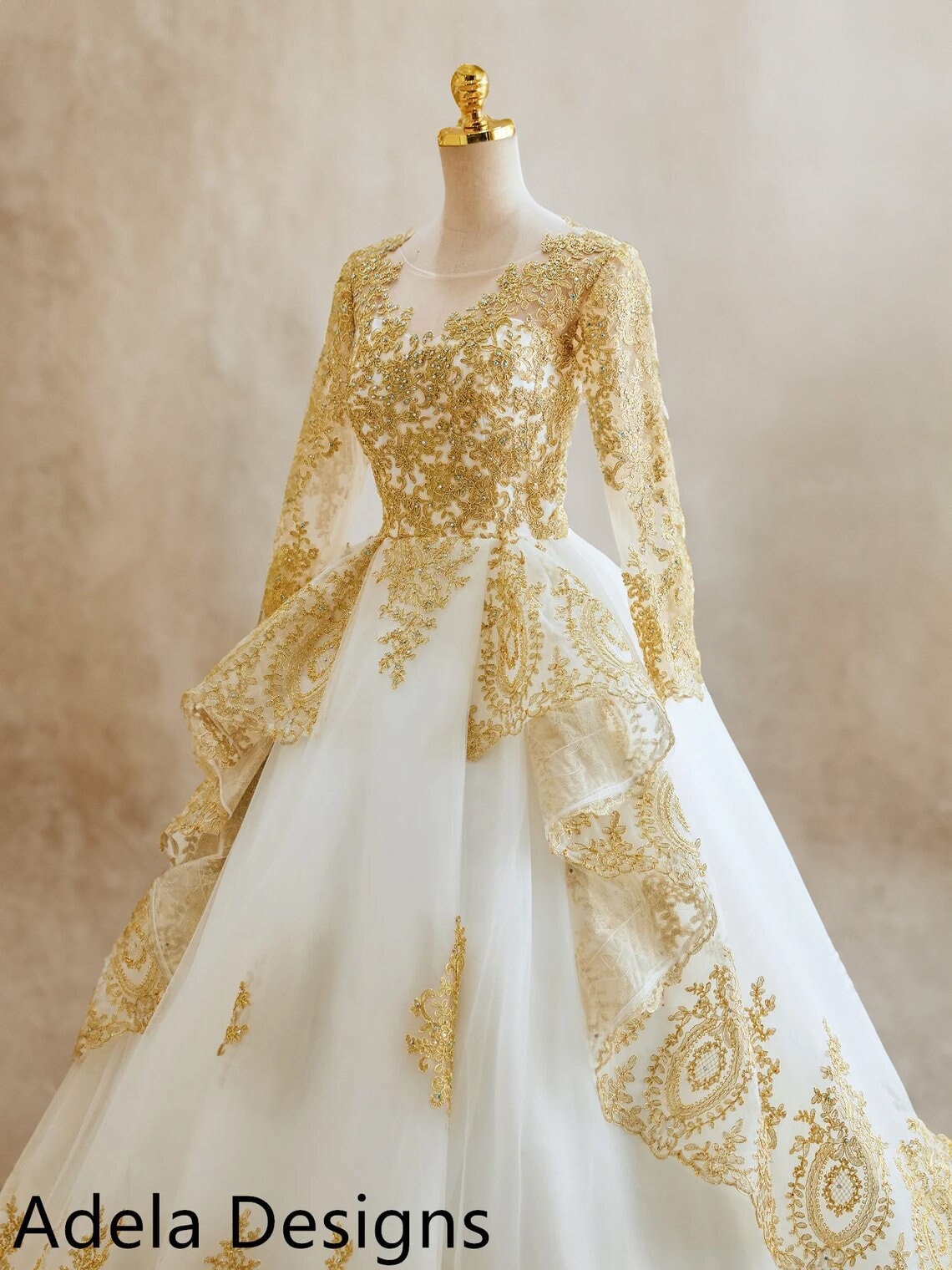 Gold silk hotsell wedding dress