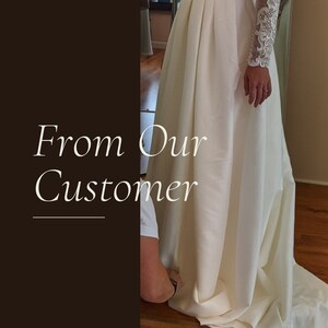 Original Beautiful Classic Ball Gown A line Long Sleeve Lace Off White Wedding Dress Bridal Gown Mikado image 3