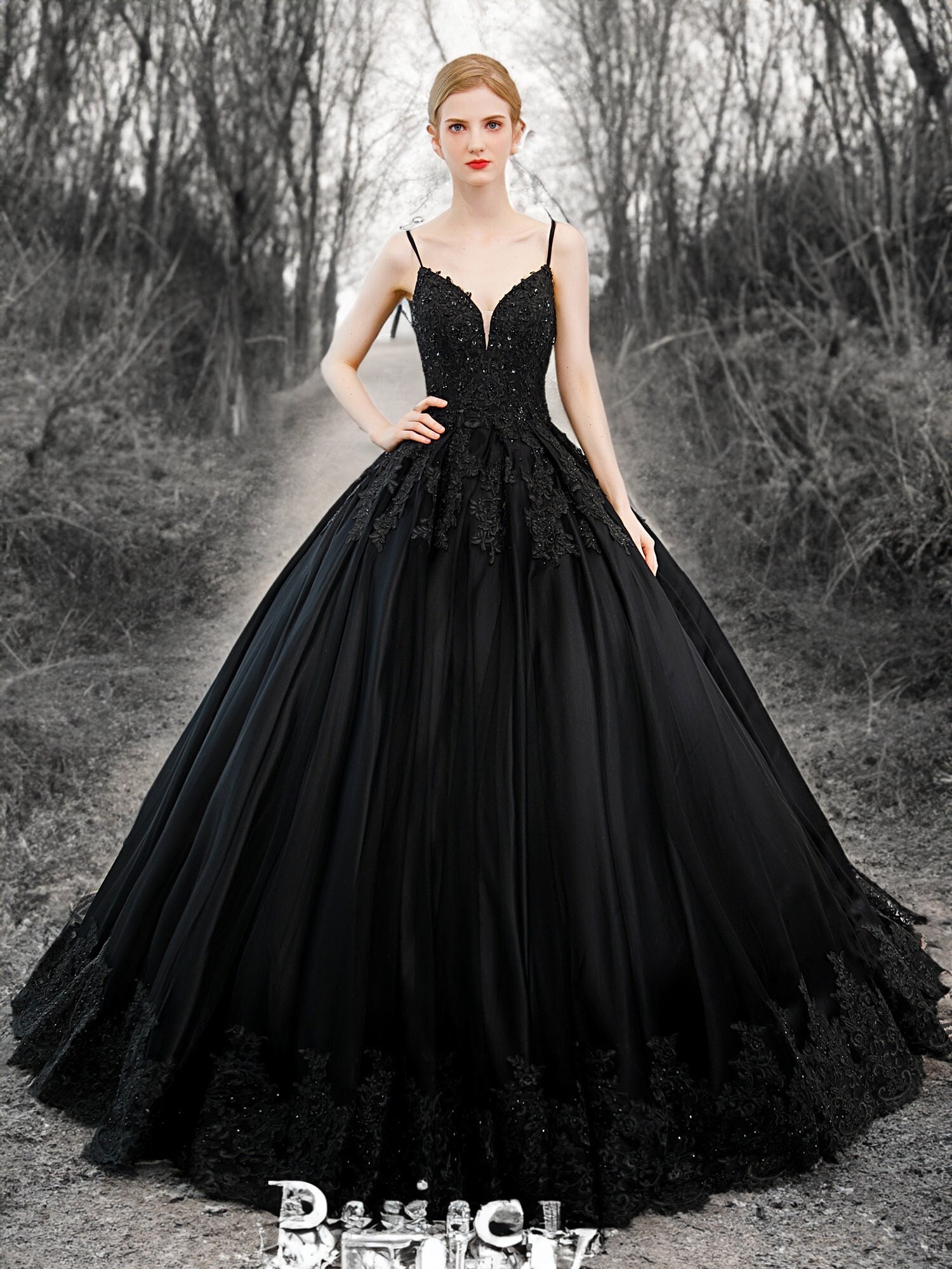 Black Wedding Dresses A-Line Sleeveless Lace Bridal Gown With Train Free  Customization - Milanoo.com