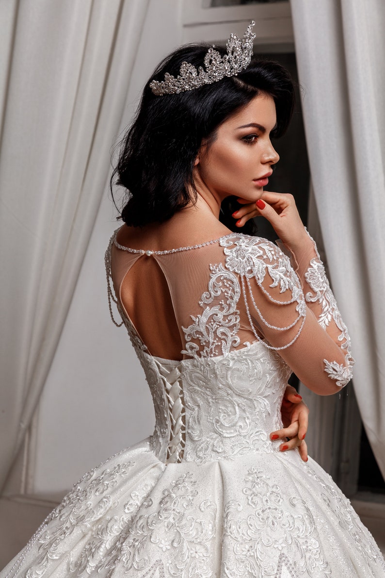 Beautiful Princess Luxury Ball Gown Wedding Dress Long Sleeves | Etsy