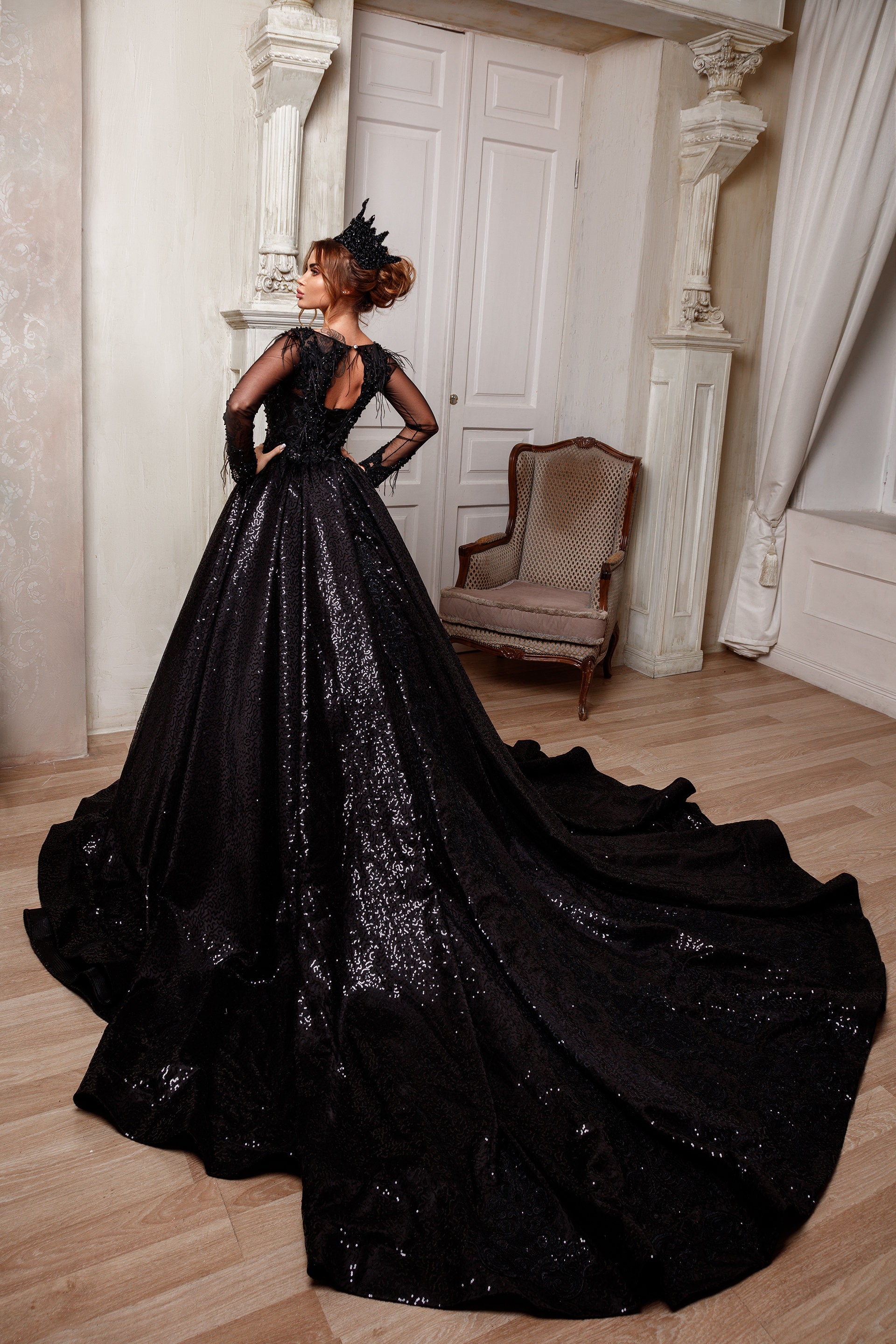 black sparkly ballgown