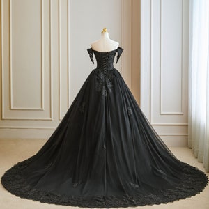 Gothic Black Ball Bridal Gown Wedding Dress off the Shoulder Ball Gown ...