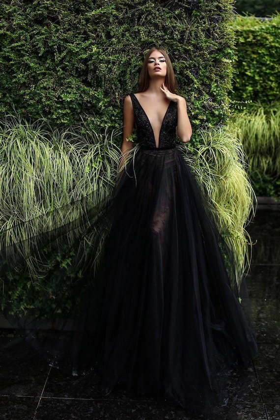 sexy black wedding dress