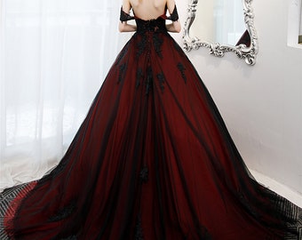 Deep red ball shop gown