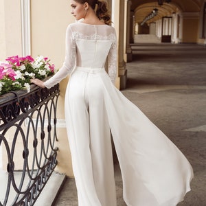 Beautiful Casual Long Sleeve Bridal Wedding Jumpsuit Simple - Etsy