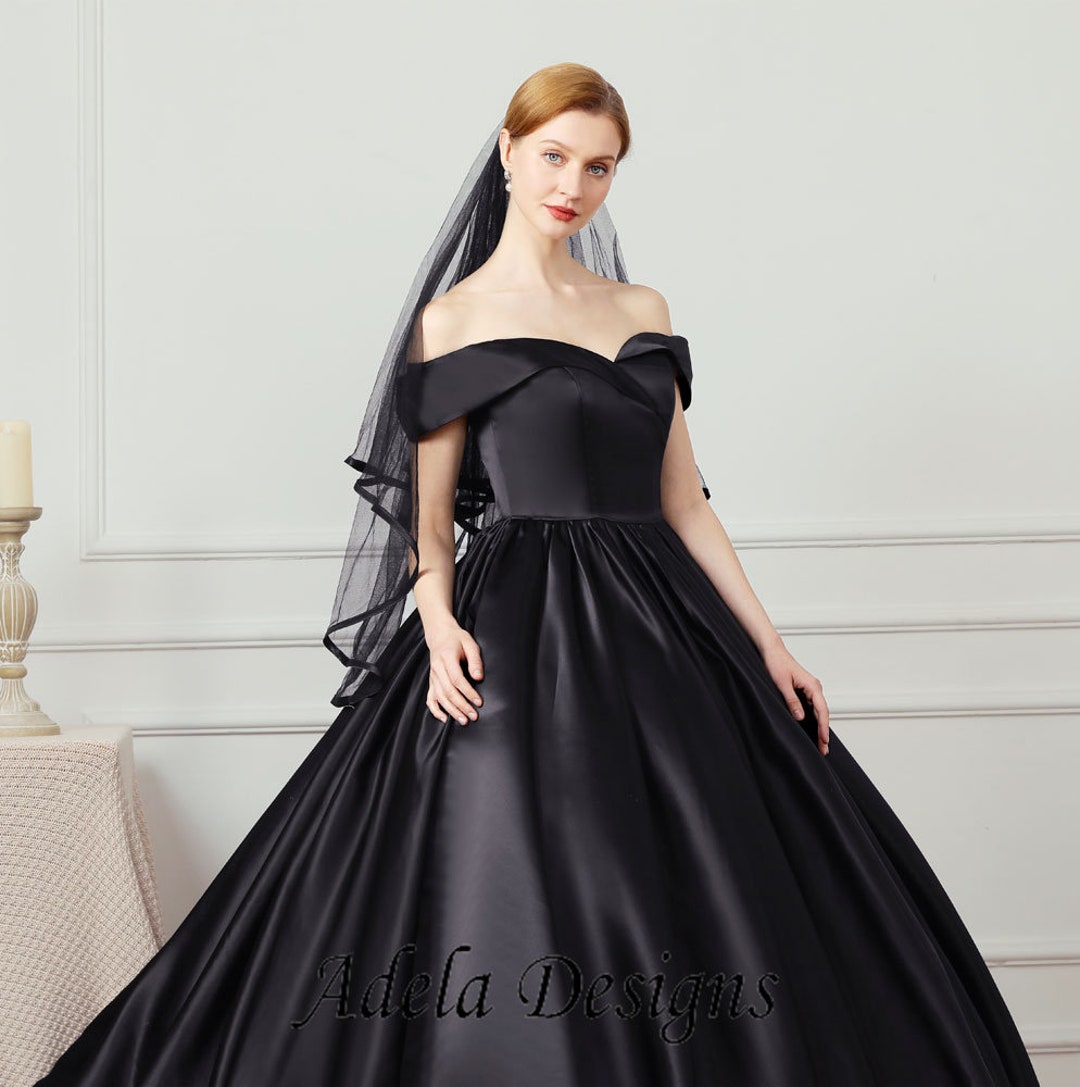 Solid Black Ball Gown Gothic Wedding Dress Bridal off the - Etsy
