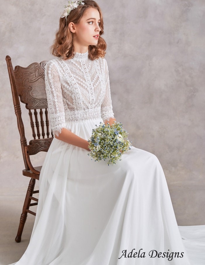 boho chiffon wedding dress