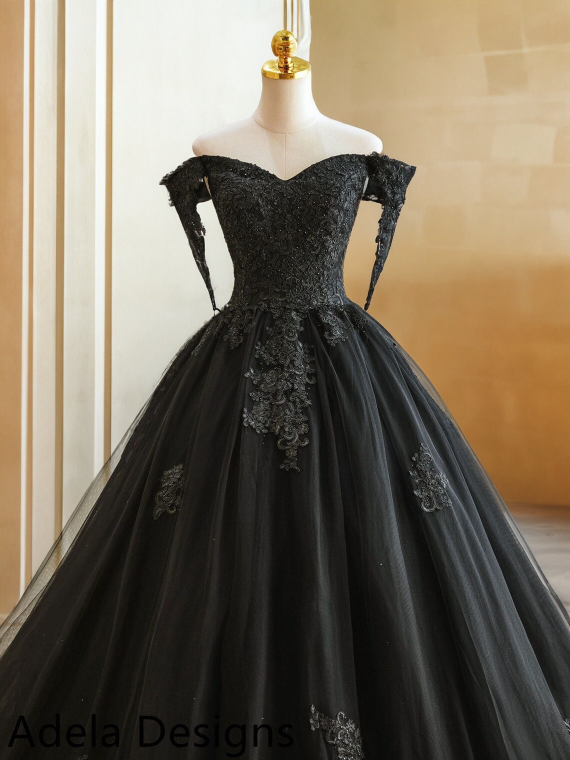 Black Lace Ball Gown Wedding Dress, Unique Wedding Dress, Halloween Wedding  Dress Martha EN180601 -  Canada