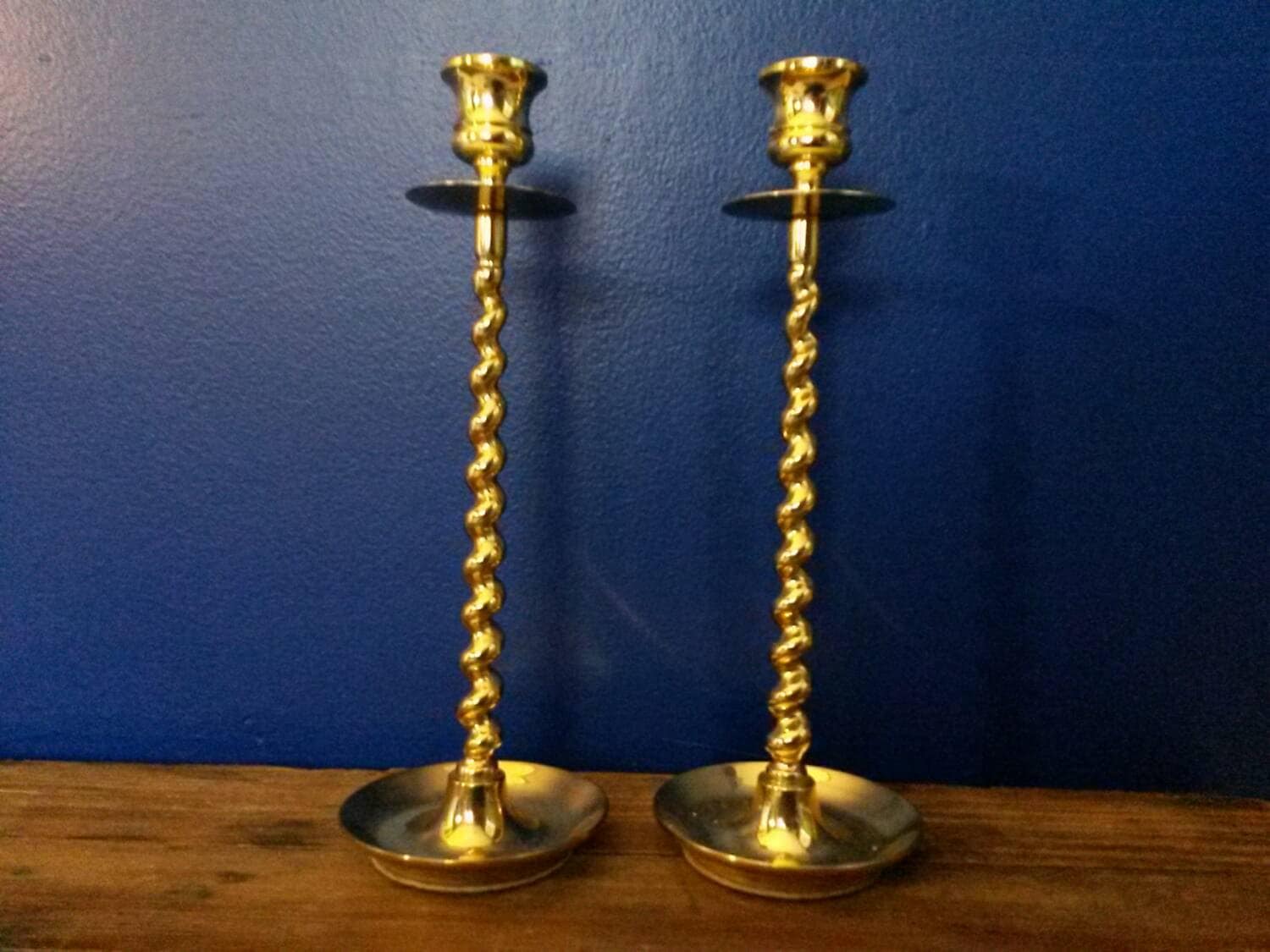 Vintage Brass Spiral Candlesticks S/2 Etsy