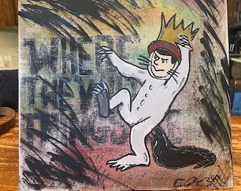 Where the wild things are Maurice Sendak 12x12 on canvas board