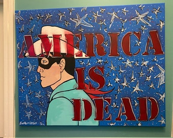 LoneRanger Hanna Barbera Acrylic Painting On Canvas America Is Dead