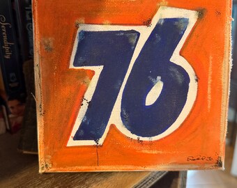 76 Gasoline on 6x6 distressed canvas