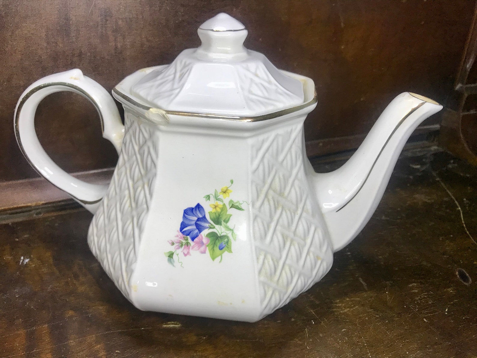 Sadler England China Teapot With Floral Heat Protector/cover Etsy