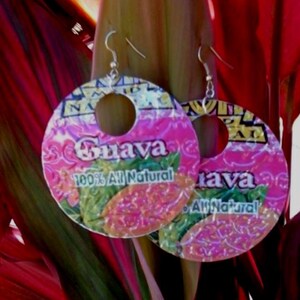 Recycled Soda Can Hoop Earrings: Tropical Hawaiian Jewelry image 6