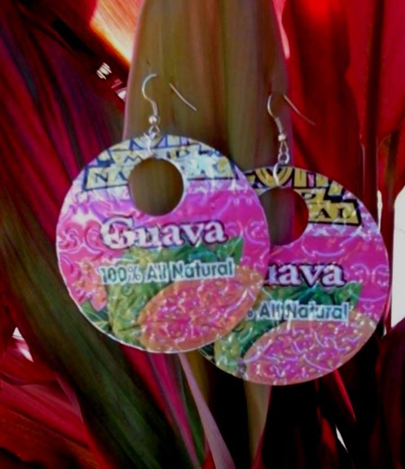 Recycled Soda Can Hoop Earrings: Tropical Hawaiian Jewelry image 6