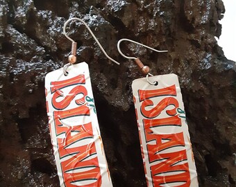 Pendientes de lata de refresco roja reciclada: joyería de aluminio de inspiración isleña