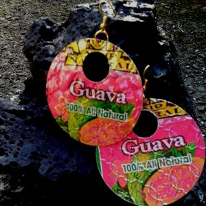 Recycled Soda Can Hoop Earrings: Tropical Hawaiian Jewelry image 1