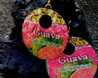 Recycled Soda Can Hoop Earrings: Tropical Hawaiian Jewelry