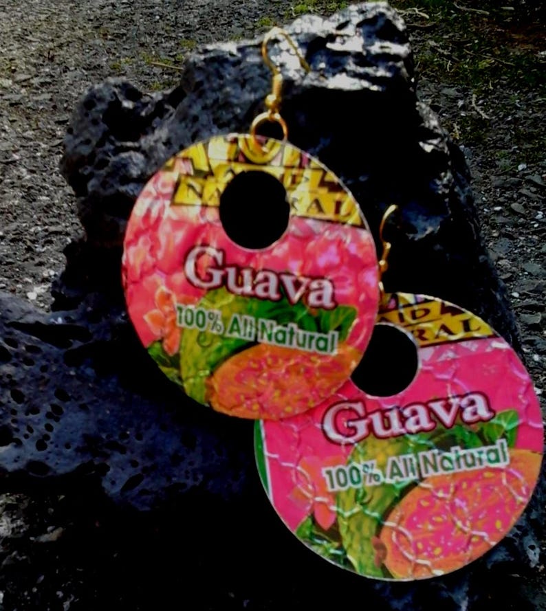 Recycled Soda Can Hoop Earrings: Tropical Hawaiian Jewelry image 1