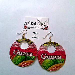 Recycled Soda Can Hoop Earrings: Tropical Hawaiian Jewelry image 2