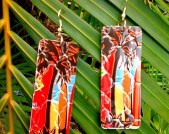 Recycled Soda Can Palm Tree Earrings: Handmade Bohemian Jewelry