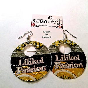 Recycled Soda Can Hoop Earrings: Handmade Hawaiian Lilikoi Jewelry image 2