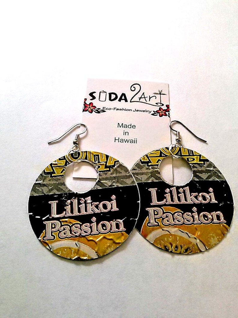 Recycled Soda Can Hoop Earrings: Handmade Hawaiian Lilikoi Jewelry image 2
