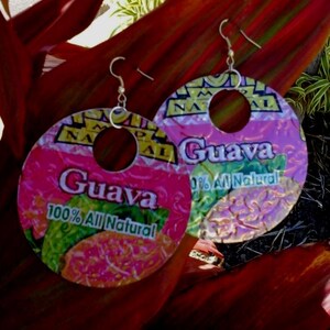 Recycled Soda Can Hoop Earrings: Tropical Hawaiian Jewelry image 5