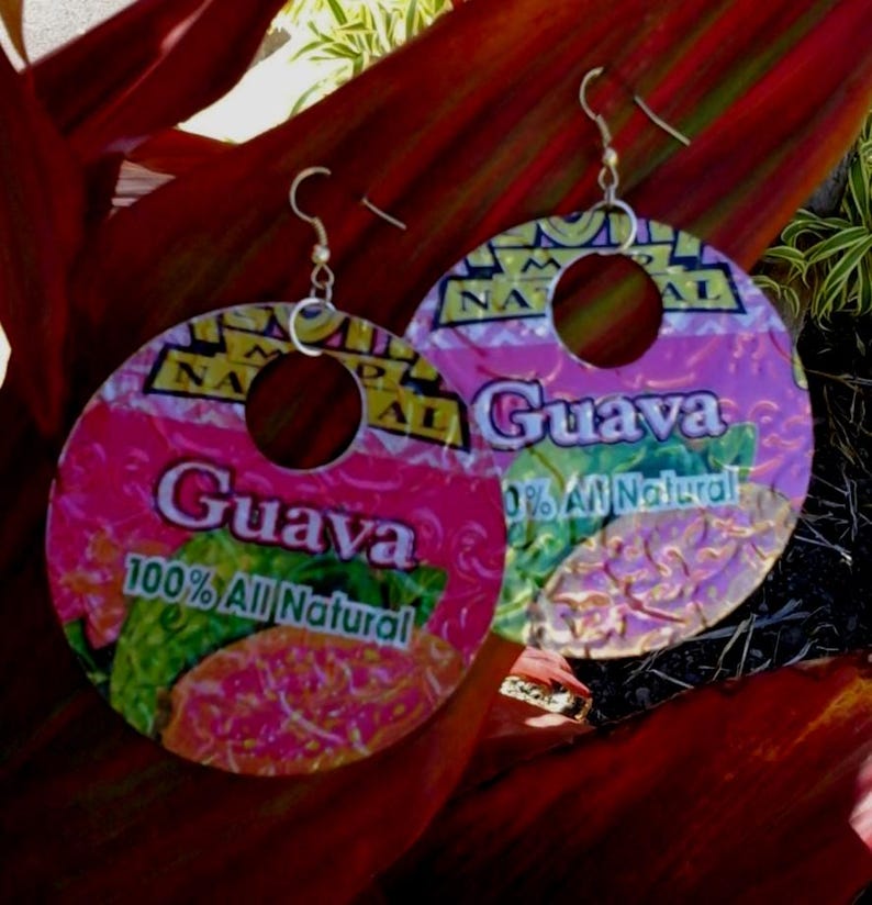Recycled Soda Can Hoop Earrings: Tropical Hawaiian Jewelry image 5