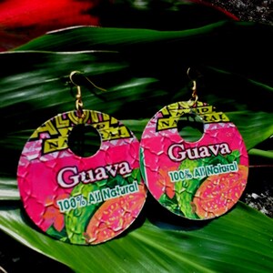 Recycled Soda Can Hoop Earrings: Tropical Hawaiian Jewelry image 4