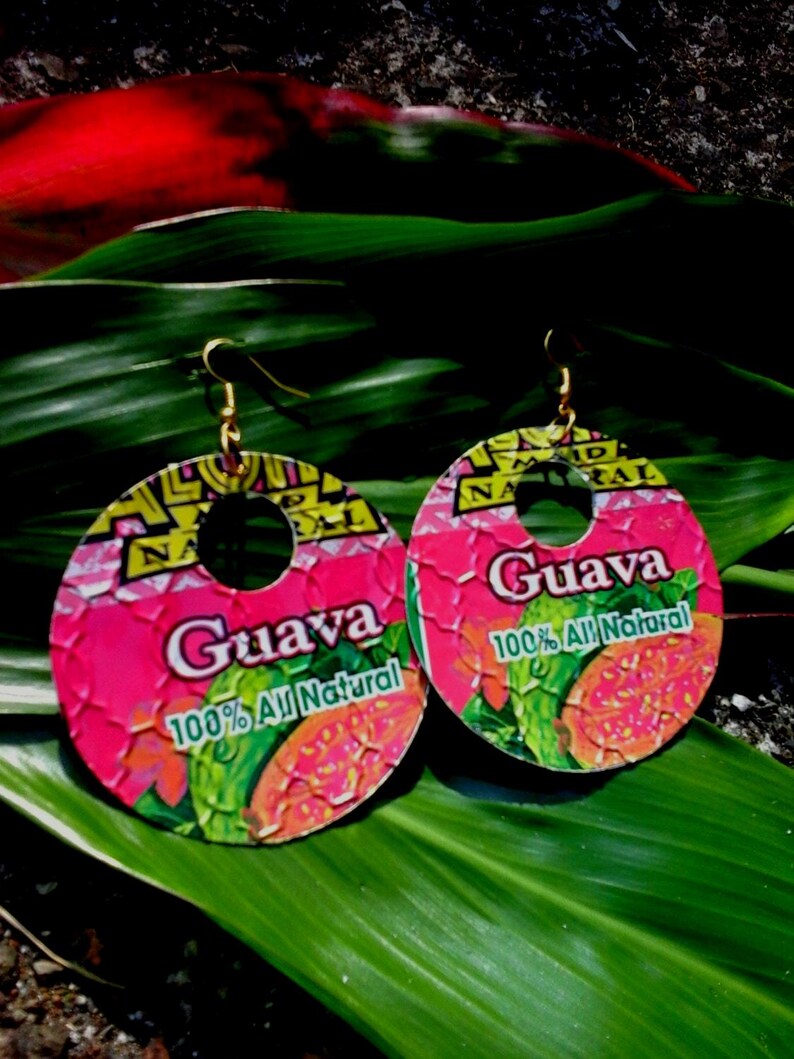 Recycled Soda Can Hoop Earrings: Tropical Hawaiian Jewelry image 4