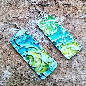 Handpainted Soda Can Earrings: Recycled Aluminum Hawaiian Art