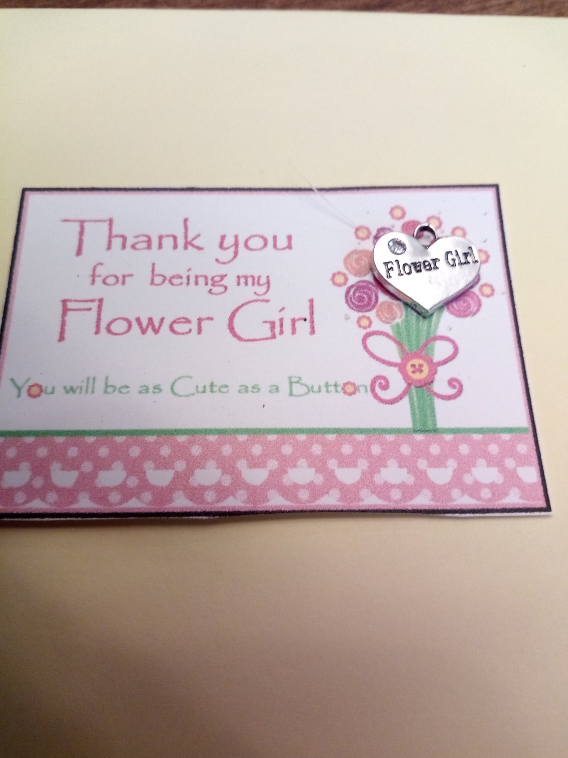 Flower Girl Thank You card includes 1 Flower Girl charm 1 Etsy