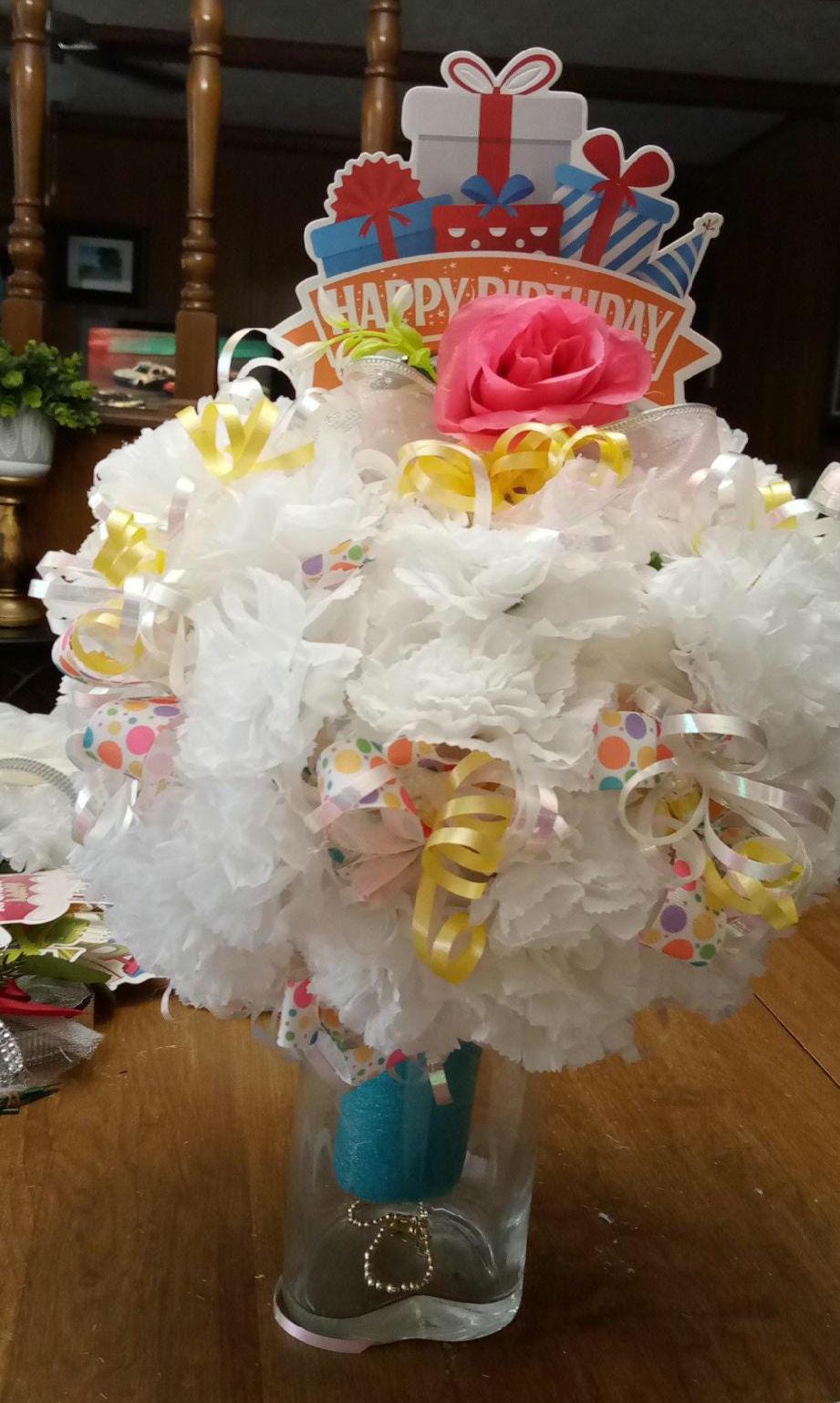 silk Happy Birthday cemetery flowers happy birthday cake table decoration