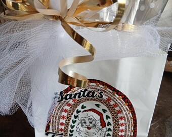 Sac cadeau décoré, le préféré du Père Noël... petit sac cadeau parfait pour Noël, un anniversaire, un professeur, un mariage ou toute autre occasion.