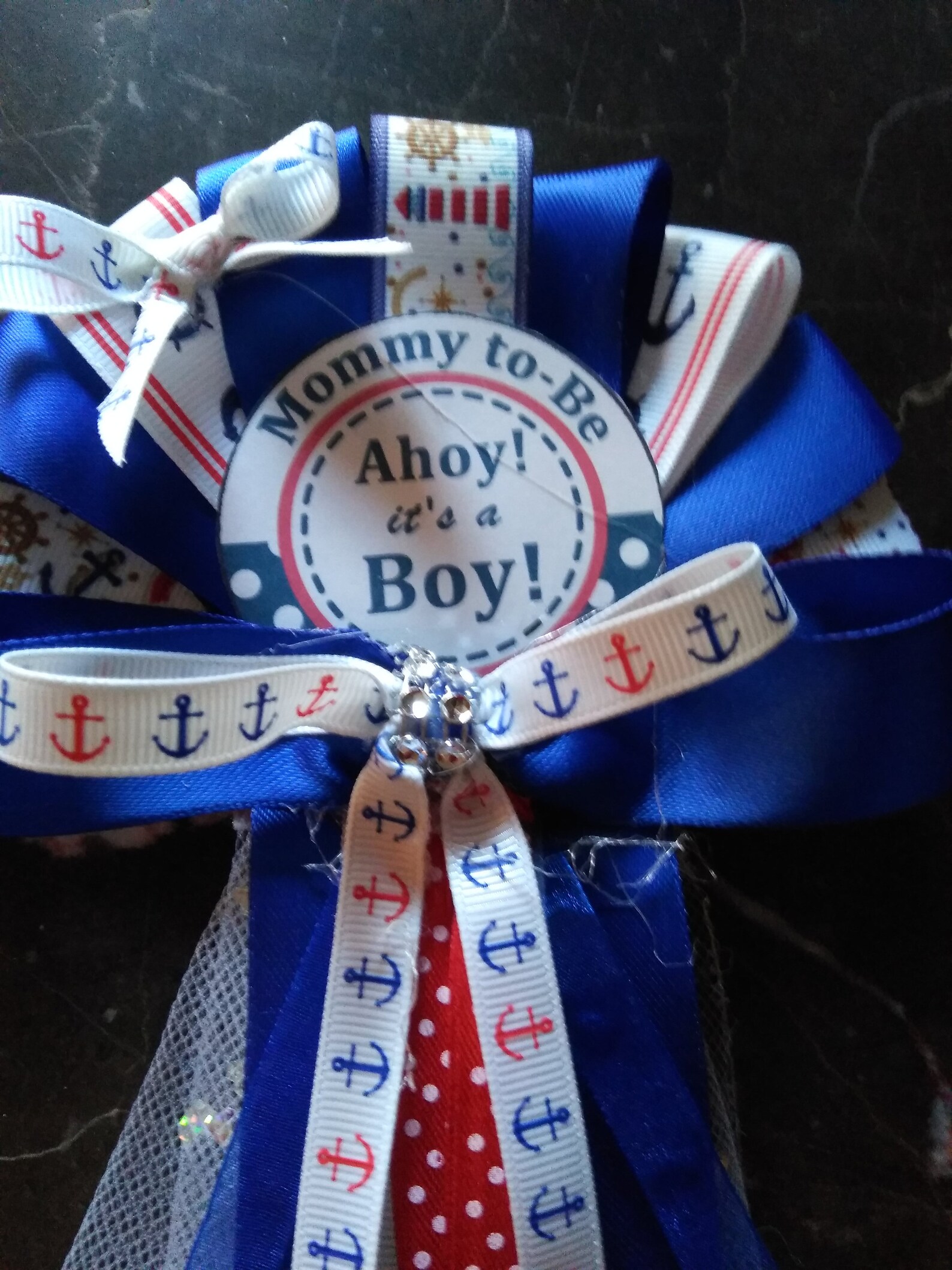Nautical navy Baby shower corsage set Mommy & 2 smaller | Etsy White And Baby Blue Corsage