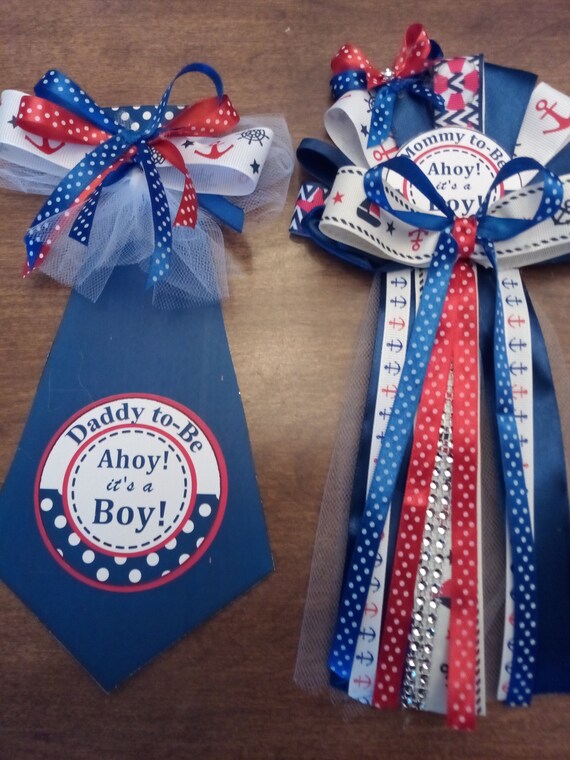 Mommy Daddy Baby Shower Corsage Nautical Ocean Sailor Theme Etsy