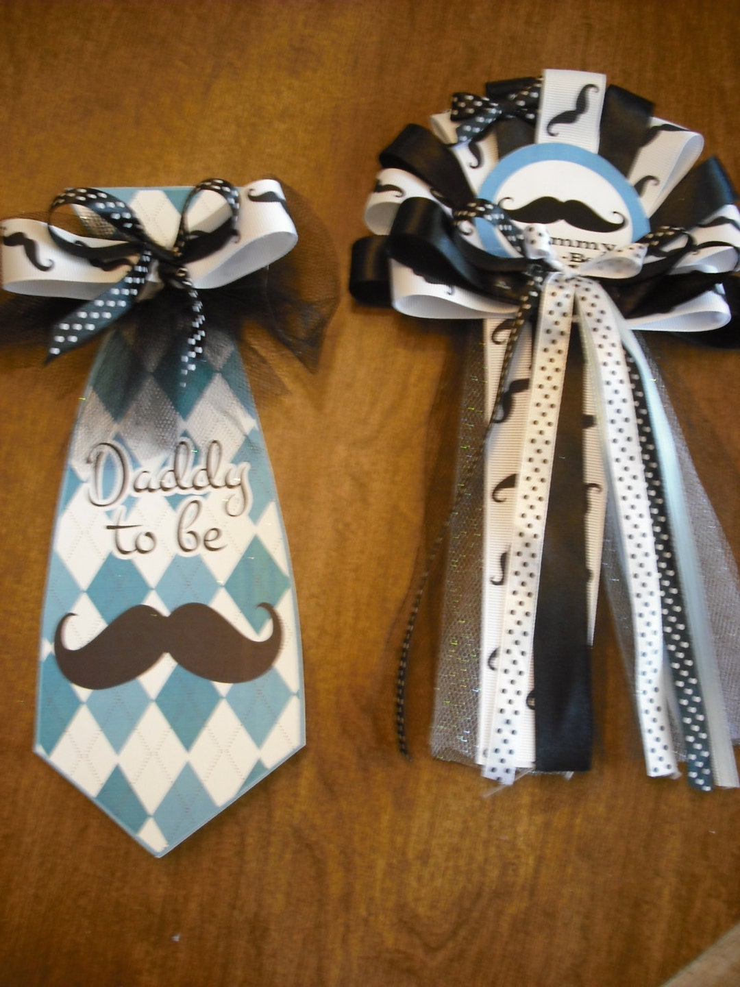It's A Boy Mustache Baby Shower Mommy Corsage and Daddy to - Etsy