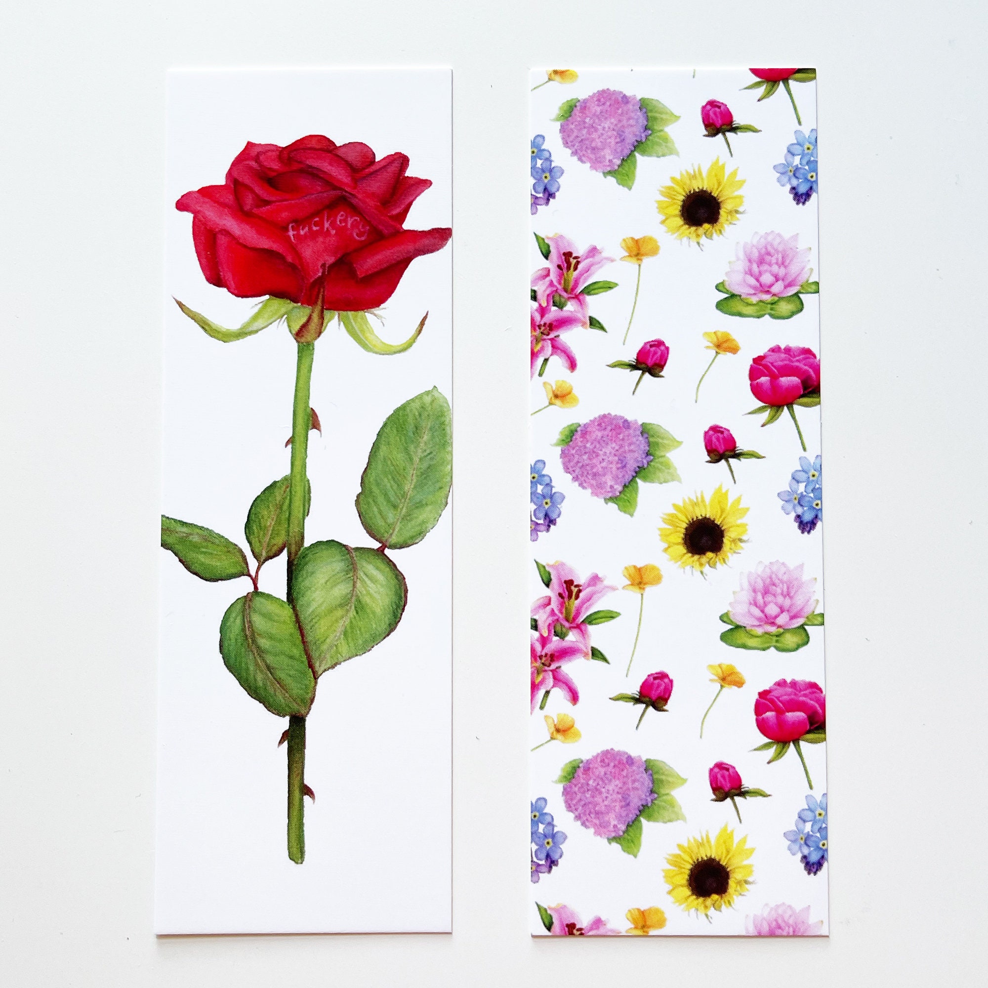 Bookmark Set of 2 | Flower Bookmarks | Funny Gift | Profanity | Water…