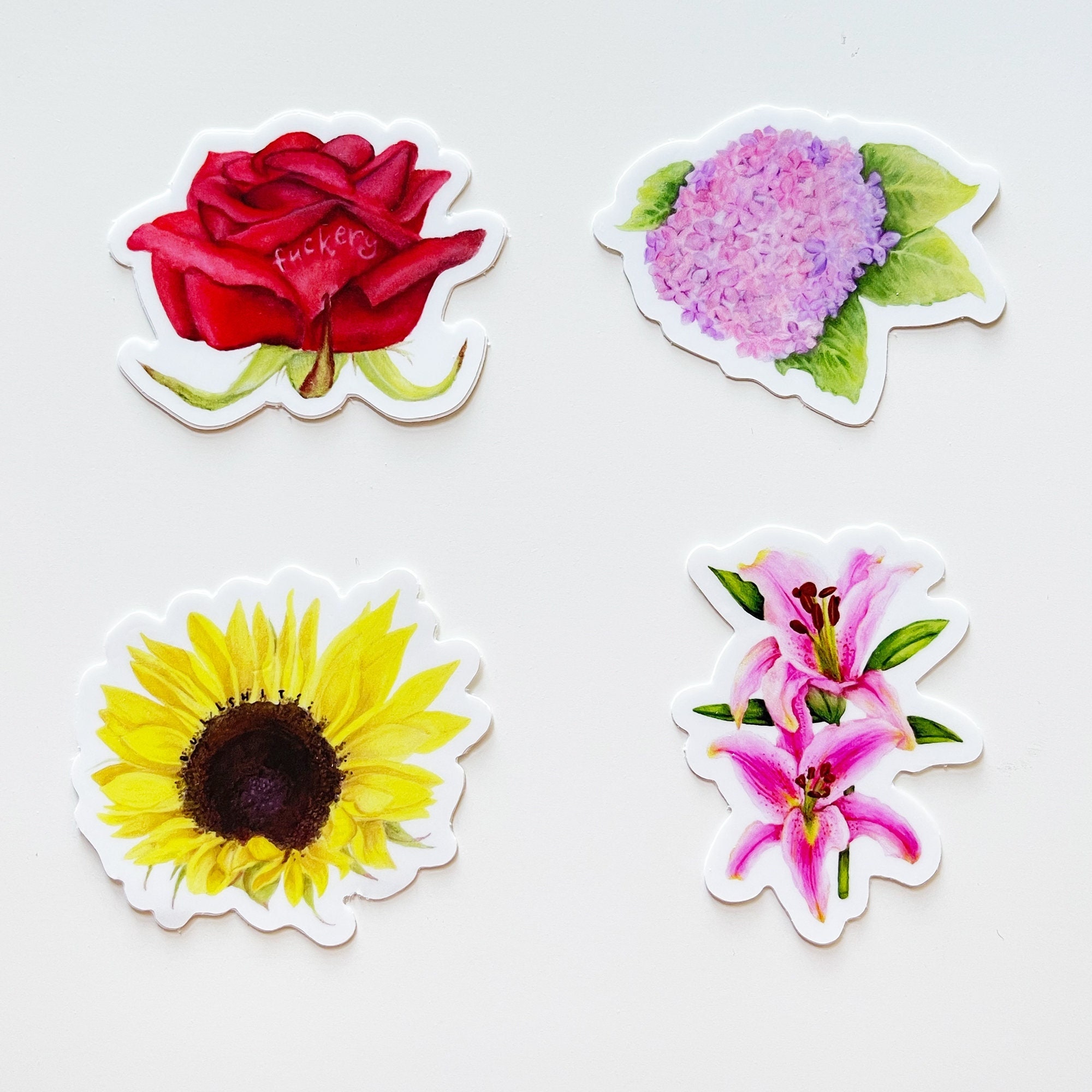 Vinyl Stickers 4 Pack | Watercolor Flower Stickers | Funny Stickers |…