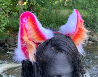 Lesbian Pride Kitten Ears: Handmade Faux Fur Cosplay Neko Headband