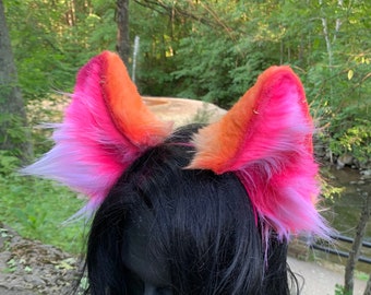 Orange and Pink Sunset Cat Ears
