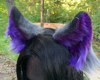 Purple and Gray Cat Ears