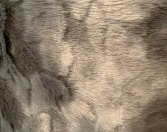Gray faux fur fabric by the yard, medium pile grey faux fur for blankets and throws, patterned faux fur for home interior decoration