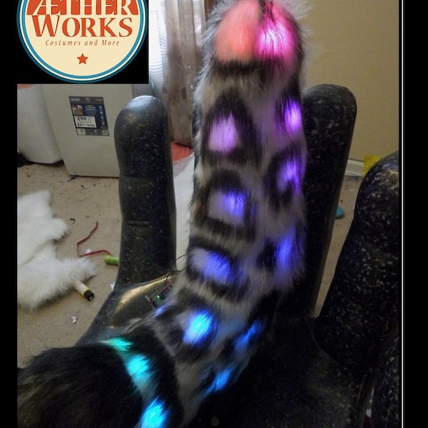 Custom Programmable Pixel Leopard Led Fursuit Tail, Fursuit Accessories, Pet play, Glowing Furry Tail, Custom Rave Costume