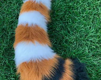 Handmade Faux Fur Red Panda Tail: Striped Cosplay Costume Accessory