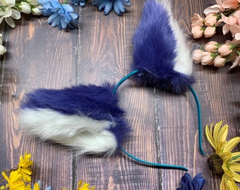 Purple Grape Fizz Cat Ears, Custom Furry Kitten Ears for Cosplay. Fursuit Accessories, Made to order animal Ears.
